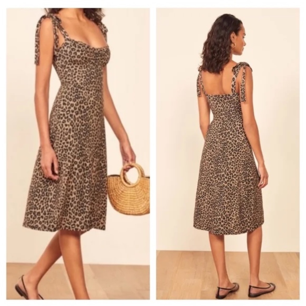 Reformation Wells Dress Leopard XS NEW